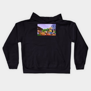 African Village Artwork, African People, Black History Kids Hoodie